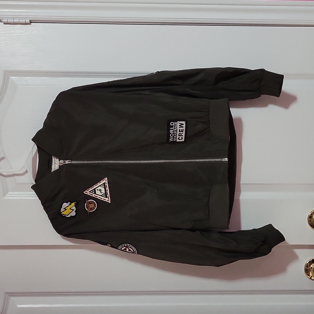 Patch work bomber jacket